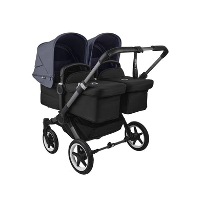 Bugaboo Donkey 5 Twin Bassinet And Stroller - Stormy Blue Canopy/Midnight Black/Graphite Chassis