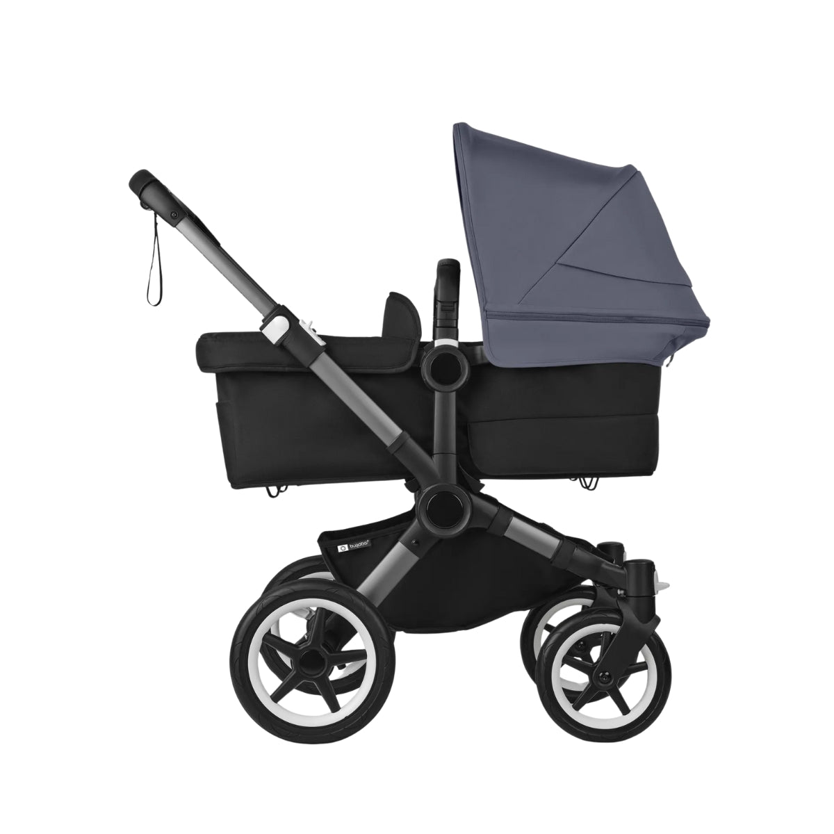 Bugaboo Donkey 5 Twin Bassinet And Stroller - Stormy Blue Canopy/Midnight Black/Graphite Chassis