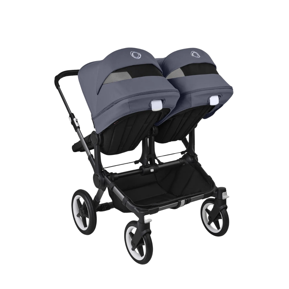 Bugaboo Donkey 5 Twin Bassinet And Stroller - Stormy Blue Canopy/Midnight Black/Graphite Chassis