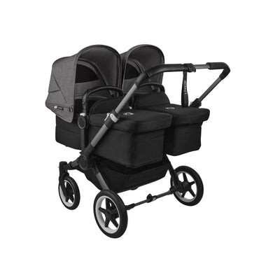 Bugaboo Donkey 5 Twin Bassinet And Stroller - Grey Melange Canopy/Midnight Black/Graphite Chassis