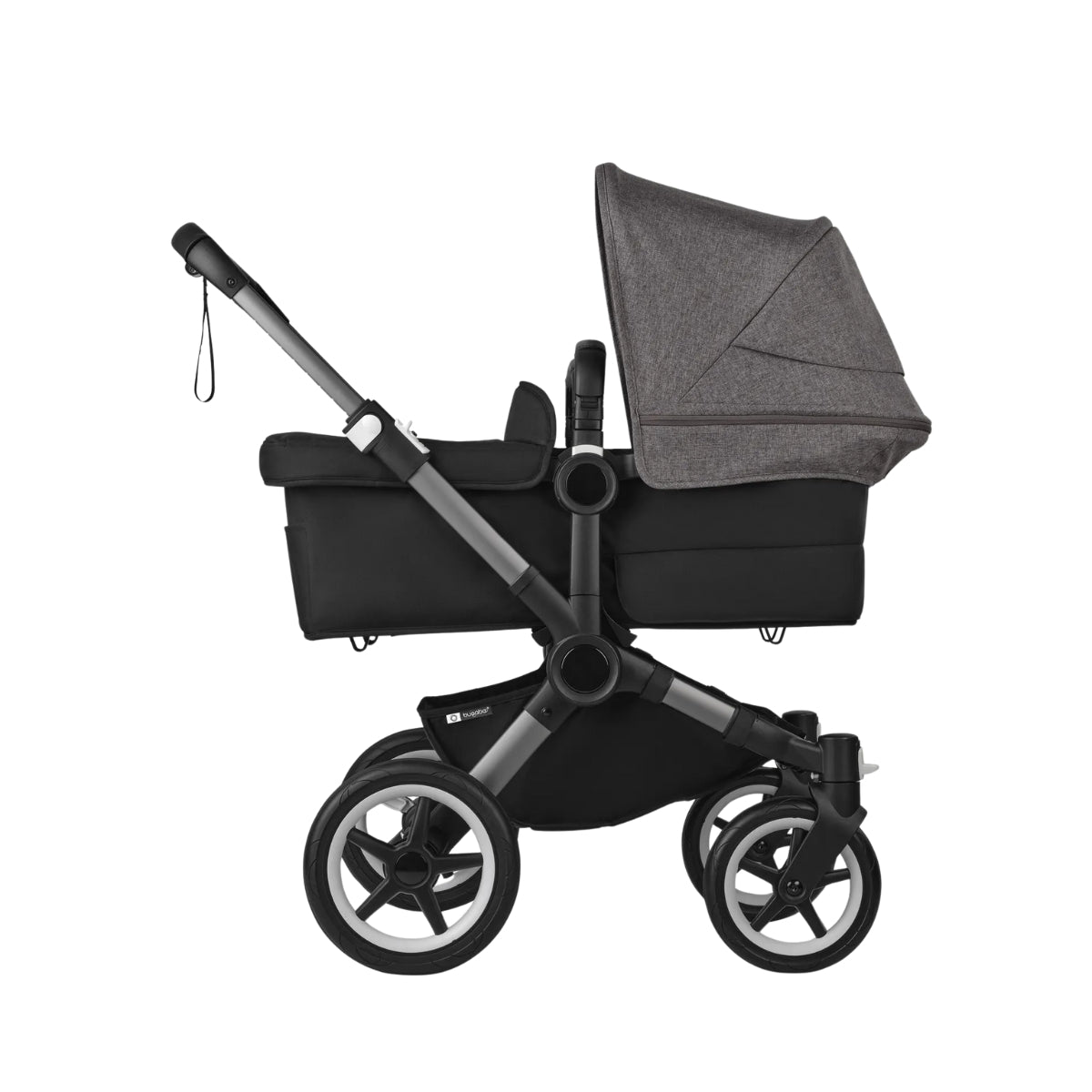 Bugaboo Donkey 5 Twin Bassinet And Stroller - Grey Melange Canopy/Midnight Black/Graphite Chassis