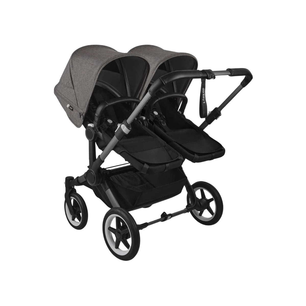 Bugaboo Donkey 5 Twin Bassinet And Stroller - Grey Melange Canopy/Midnight Black/Graphite Chassis