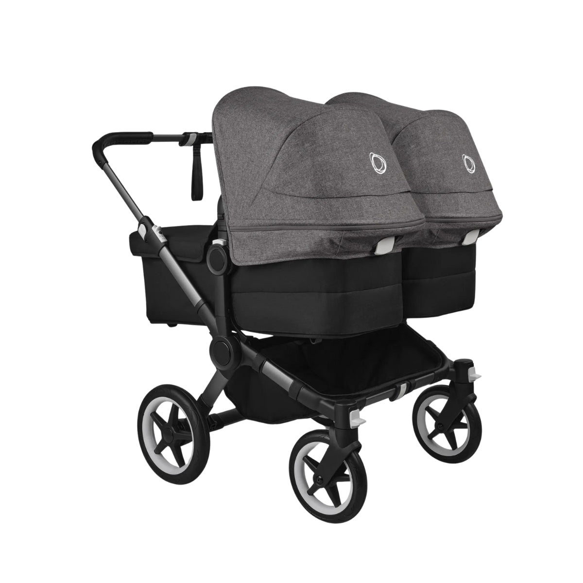 Bugaboo Donkey 5 Twin Bassinet And Stroller - Grey Melange Canopy/Midnight Black/Graphite Chassis
