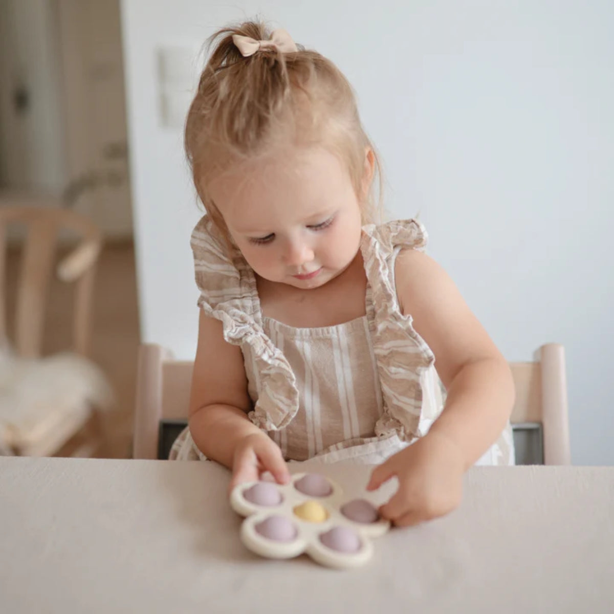 Mushie Flower Press Toy Soft Lilac/ Daffodil/ Ivory