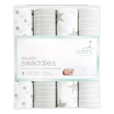 Aden + Anais - 4Pk Muslin Swaddles, Dusty