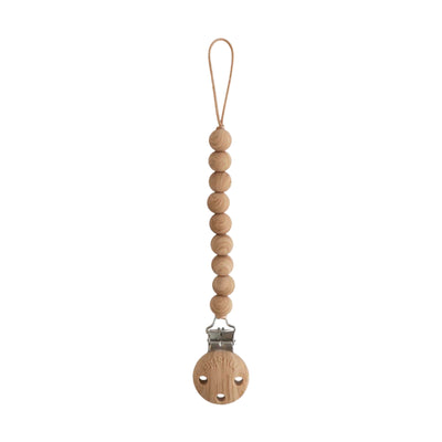 Mushie Silicone Pacifier Clip | Hera Faux Wood