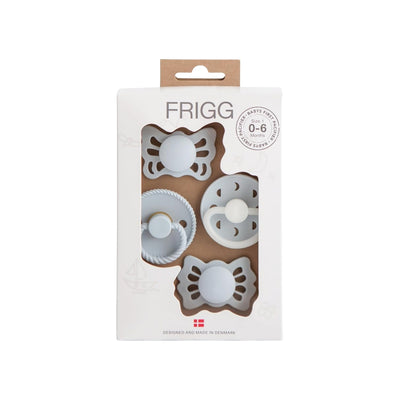 Mushie FRIGG Baby's First Pacifier Moonlight Sailing 4 Pack 0-6M Powder Blue