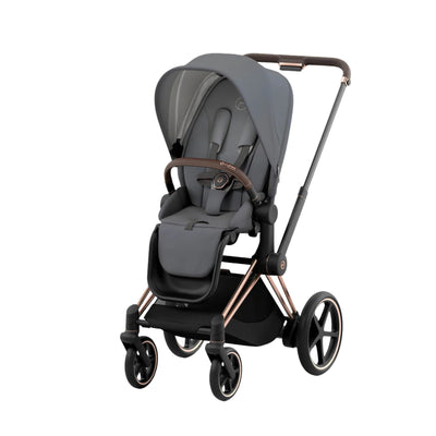 Cybex E-Priam 2 Stroller - Rose Gold/Brown Frame and Soho Grey Seat Pack