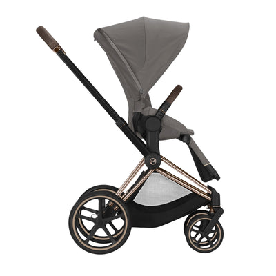 Cybex E-Priam 2 Stroller - Rose Gold/Brown Frame and Soho Grey Seat Pack