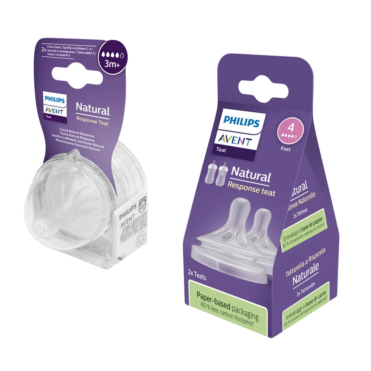 Avent - 2Pk Natural Response Nipple, Flow 4, 3m+