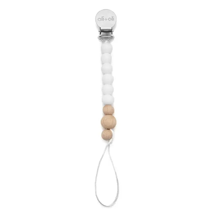Pacifier Clip - Soft White Wood