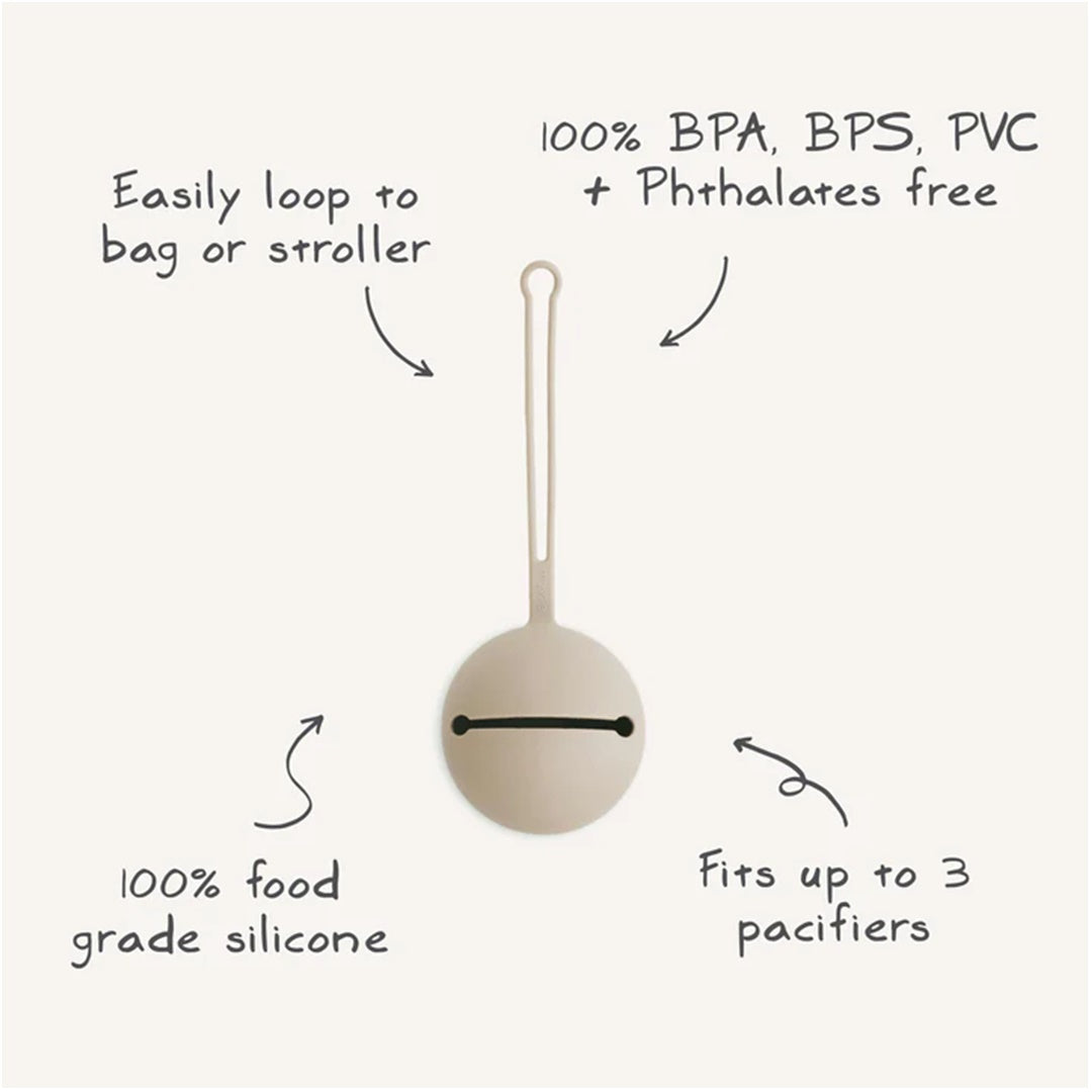 Mushie Silicone Pacifier Holder Case (Stone)