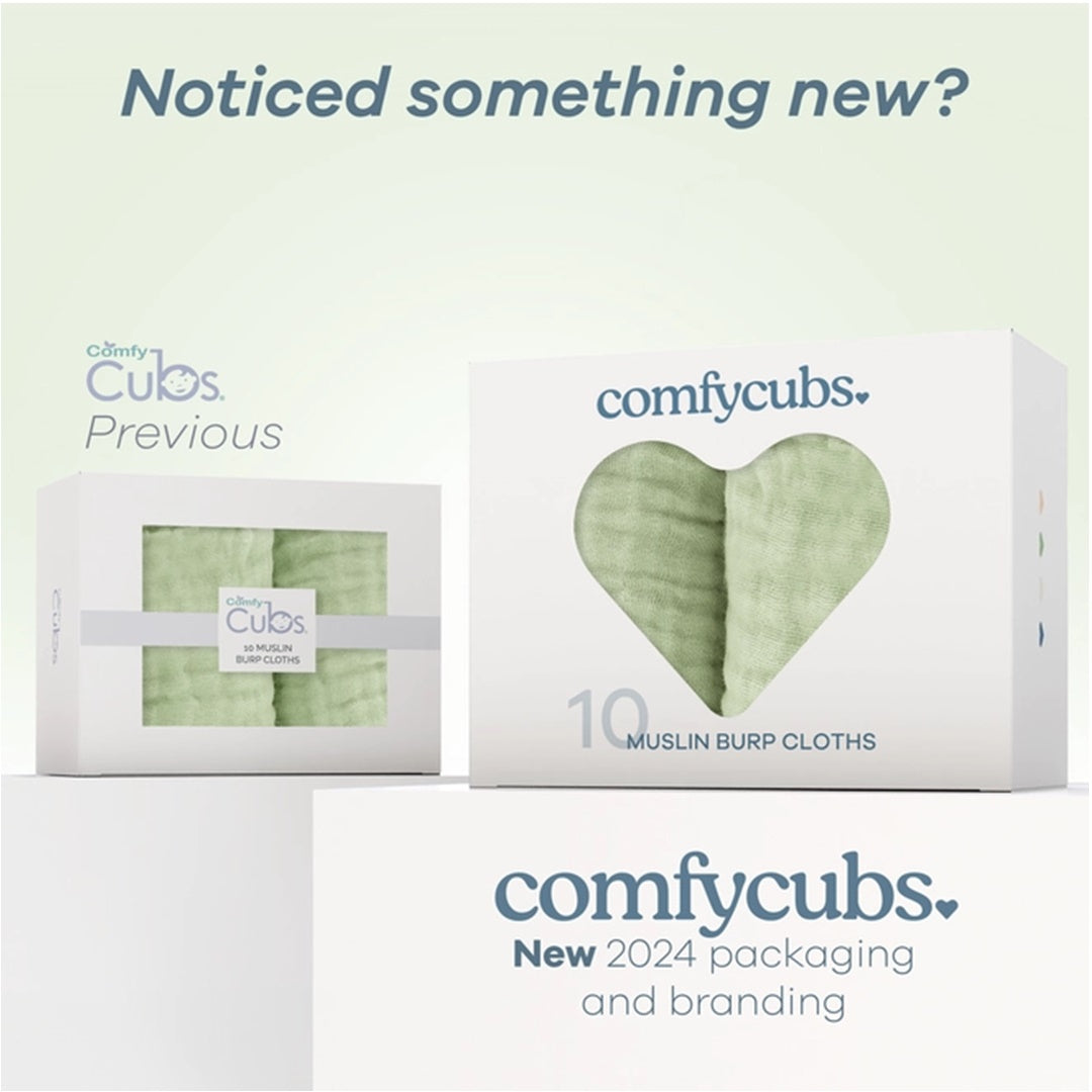 Comfy Cubs Muslin Burp Cloths Pack Of 6 - Sage