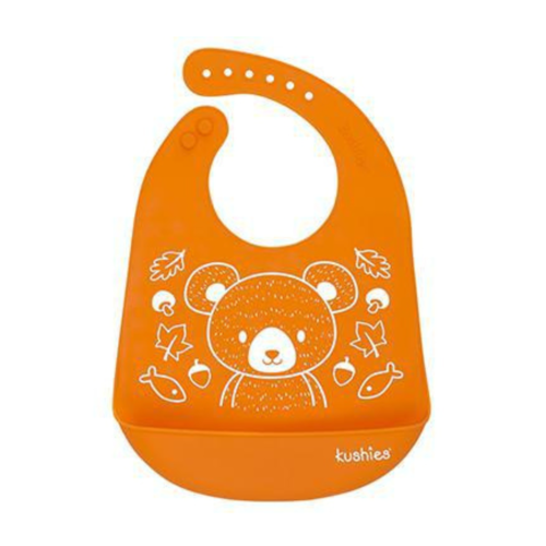 kushies Silicatch Silicone Bib Mama Bear Carrot - Luna Baby Store Miami