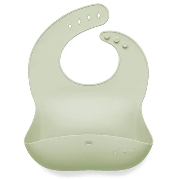 Silicone Baby Bib Roll Up & Stay Closed - Light Sage