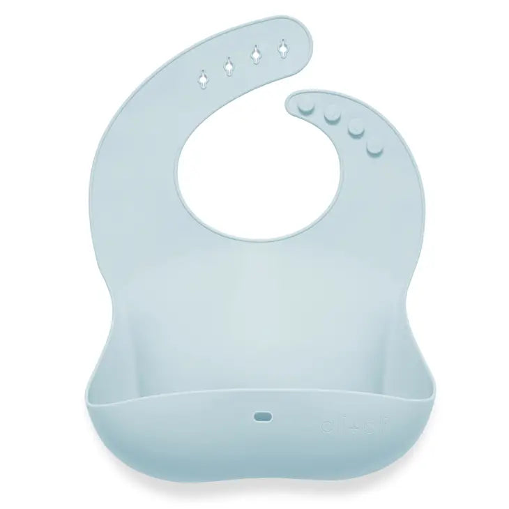 Silicone Baby Bib Roll Up & Stay Closed - Sky