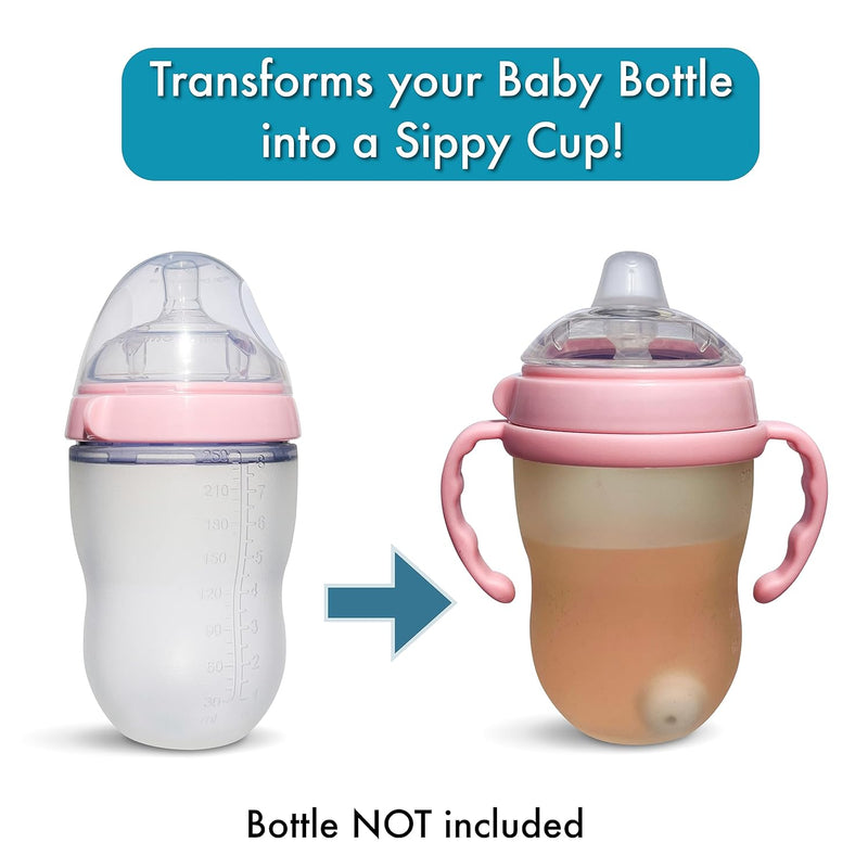 Sippy Cup Coversion Kit For Baby Bottle Como Tomo - Pink