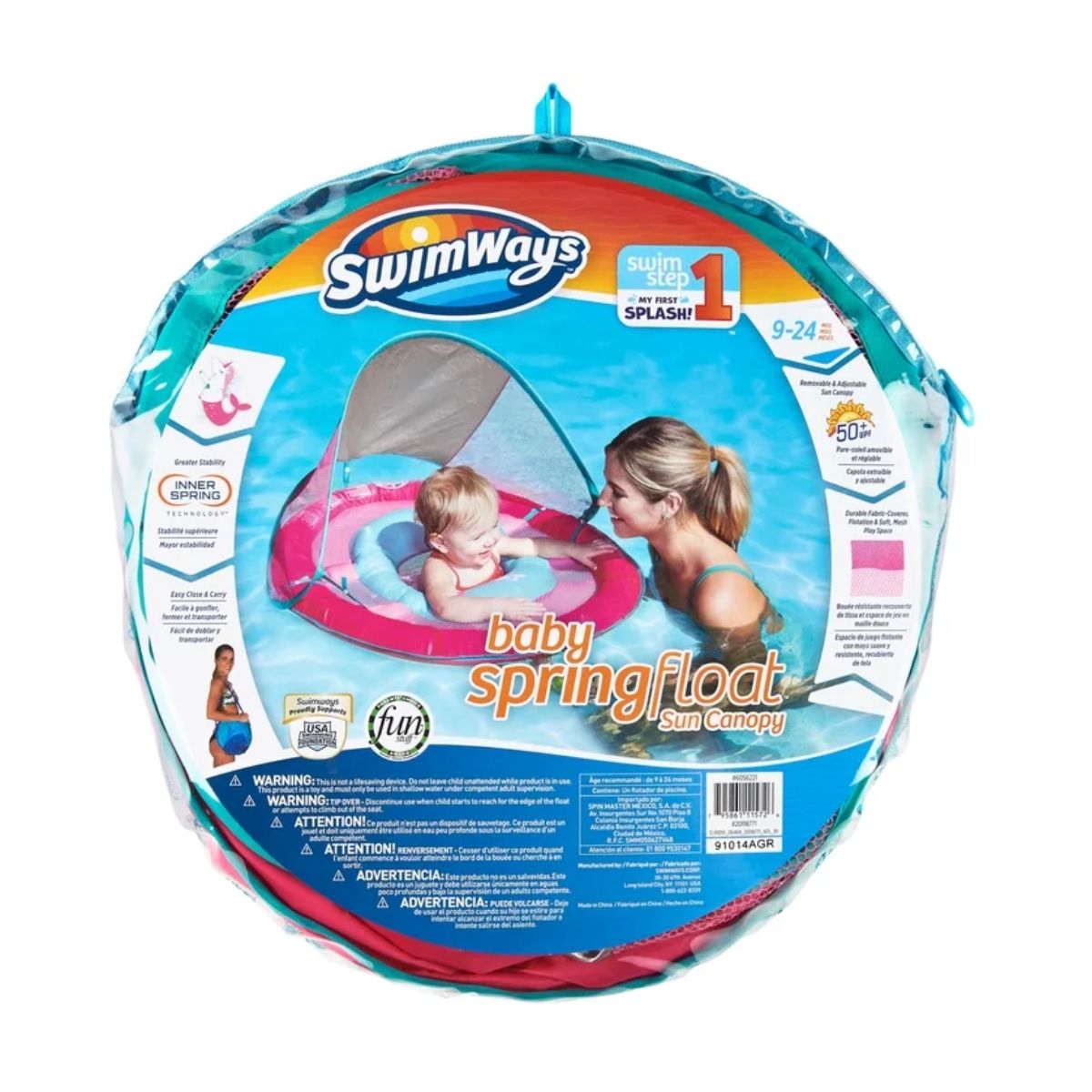 Swimways Baby Spring Float Sun Canopy 9-24M - Pink