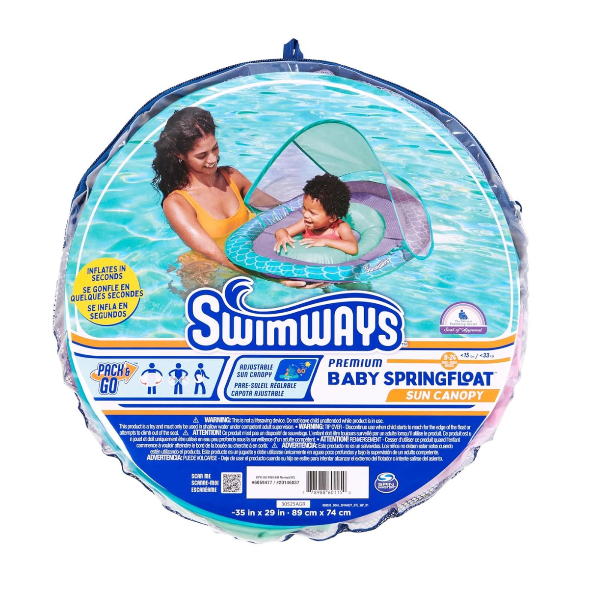 Swimways Sun Canopy Inflatable Baby Spring Float 9-24M - Mermaid