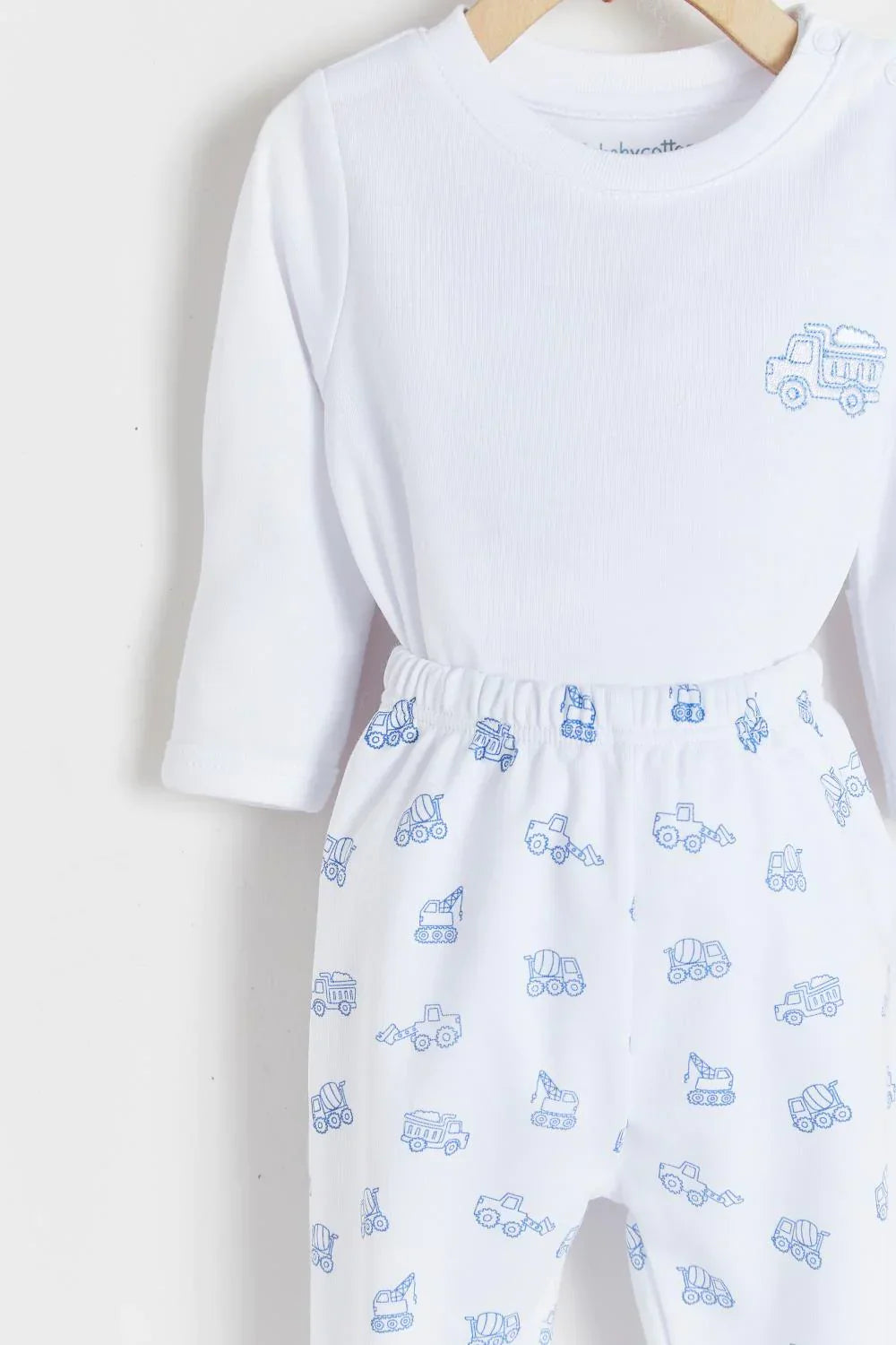 Babycottons Trucks Bodysuit & Pants Set - Blue - Luna Baby Store Miami