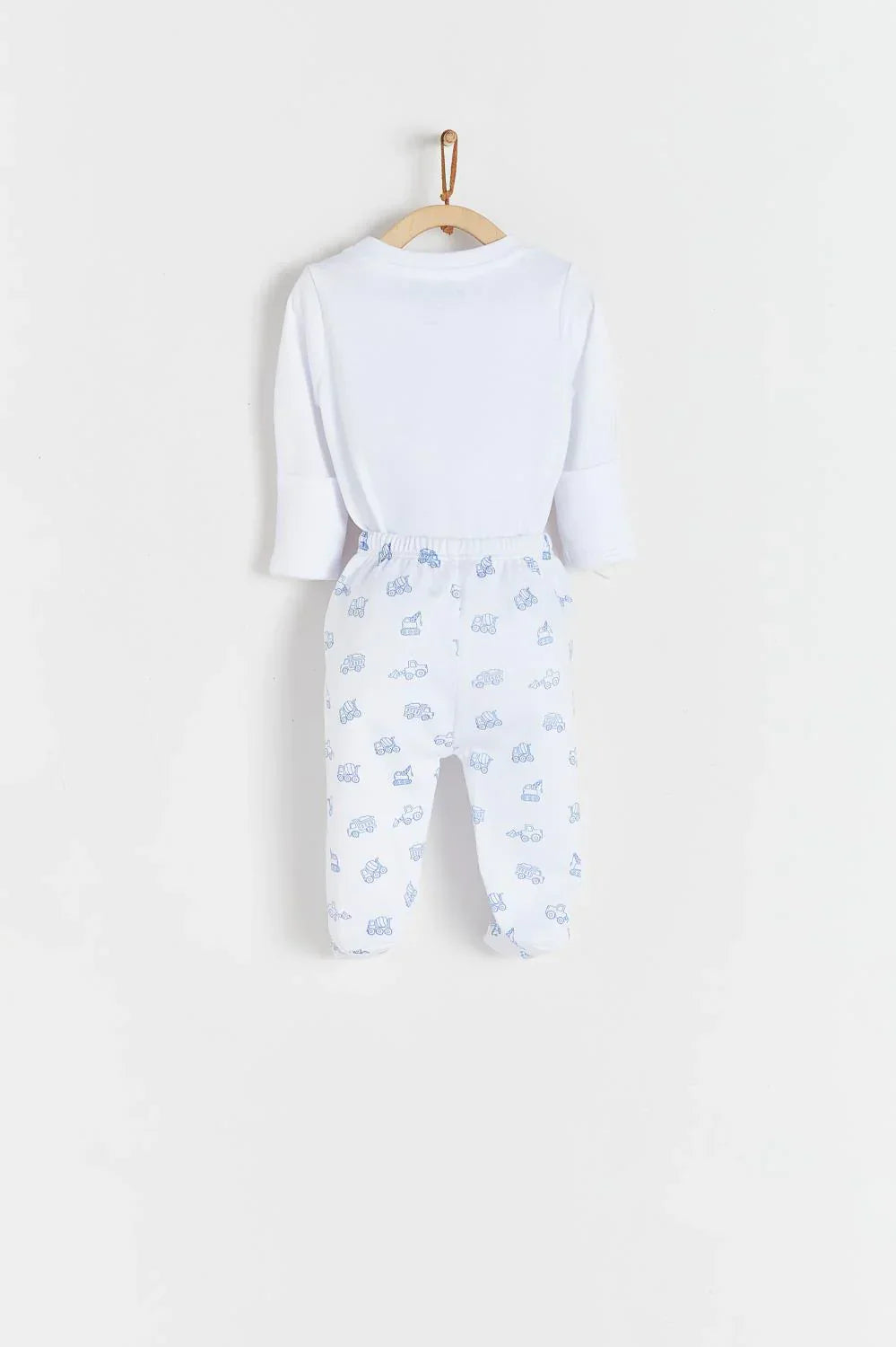 Babycottons Trucks Bodysuit & Pants Set - Blue - Luna Baby Store Miami
