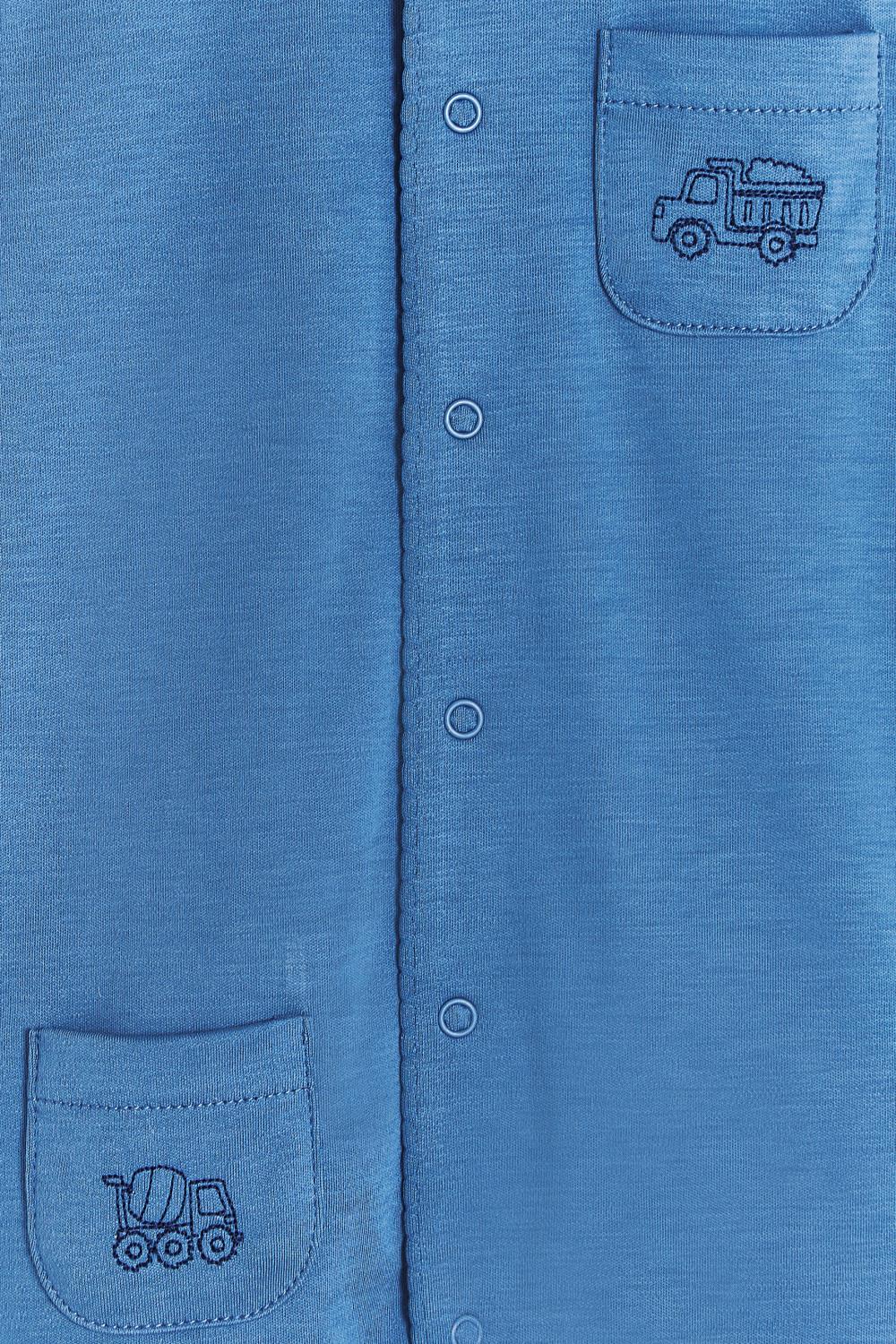 Babycottons Trucks Polo Footed Playsuit - Blue - Luna Baby Store Miami