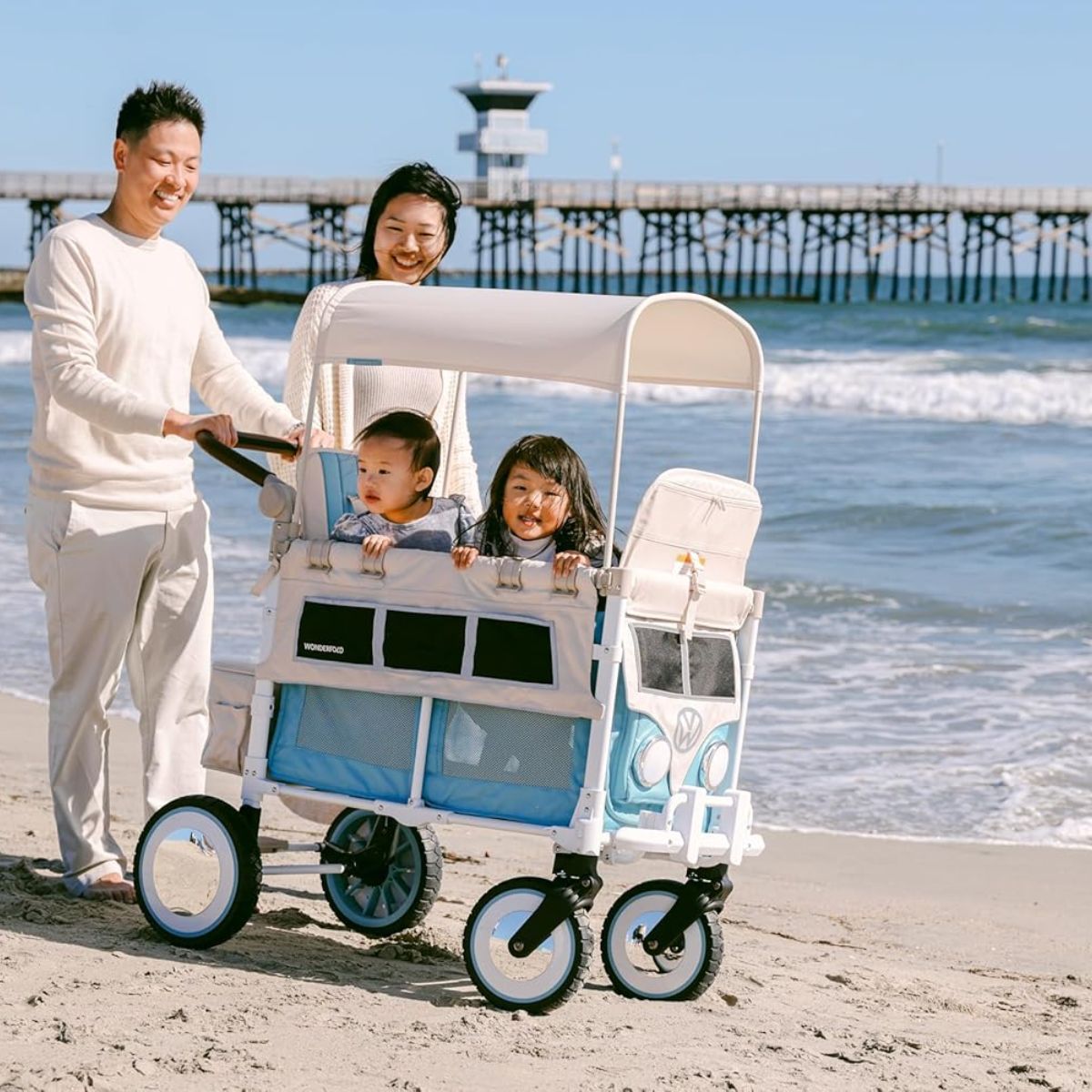 WonderFold VW2 Volkswagon Double (2 Seater) Stroller Wagon - Bondi Blue