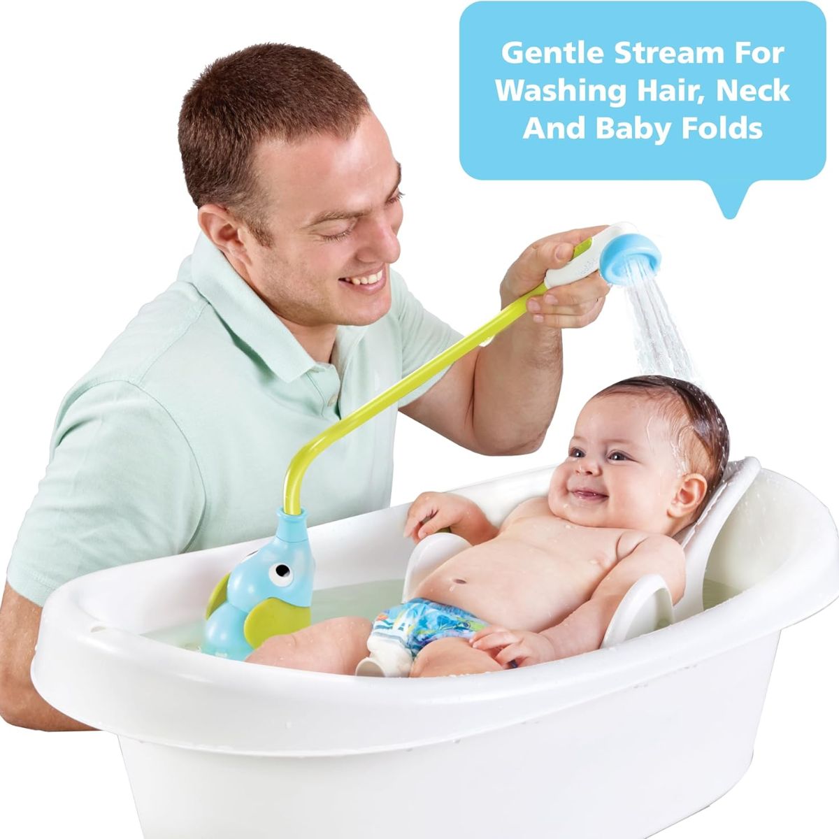 Yookidoo Portable Elephant Baby Shower 0-24M - Blue/Green