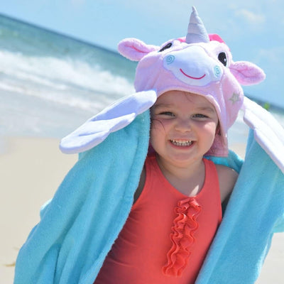Zoocchini Kids Plush Terry Hooded Bath Towel - Allie the Alicorn