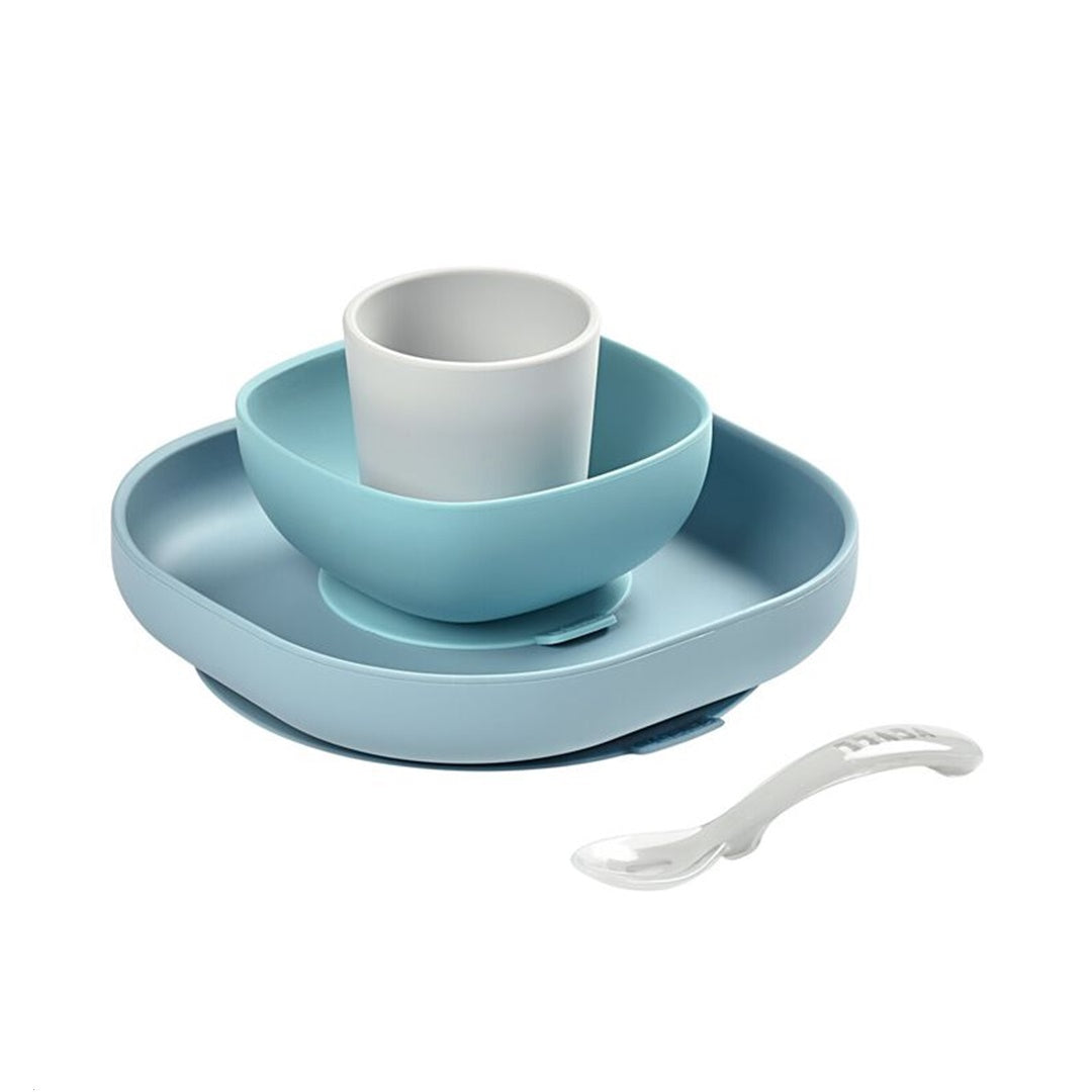 Beaba Silicone Suction Meal Set - Set of 4 - Rain