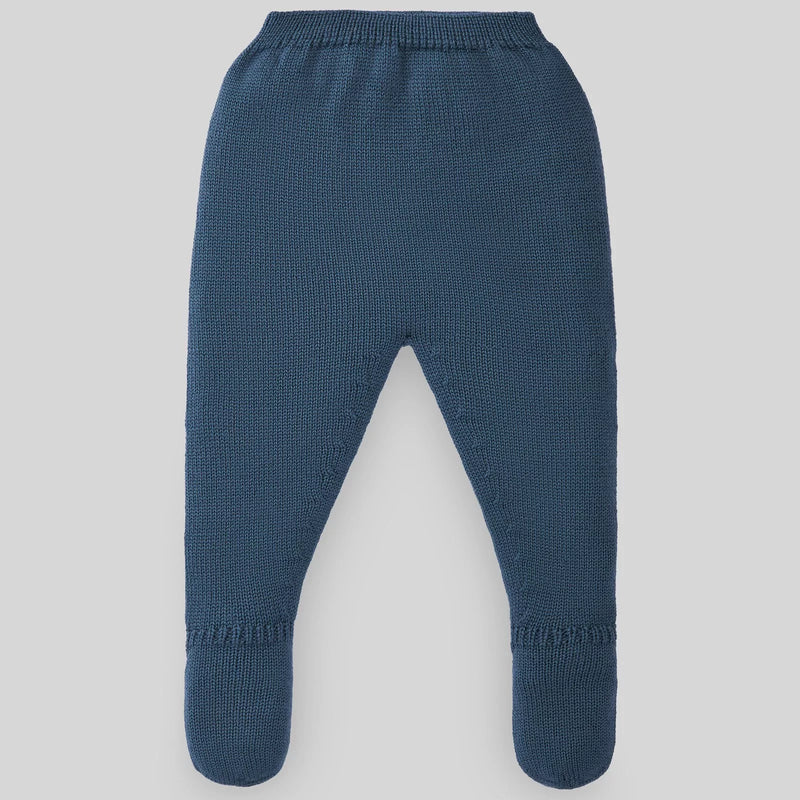 Set Knit Newborn Sweater & Pant Balancin - Lead Blue/Beige