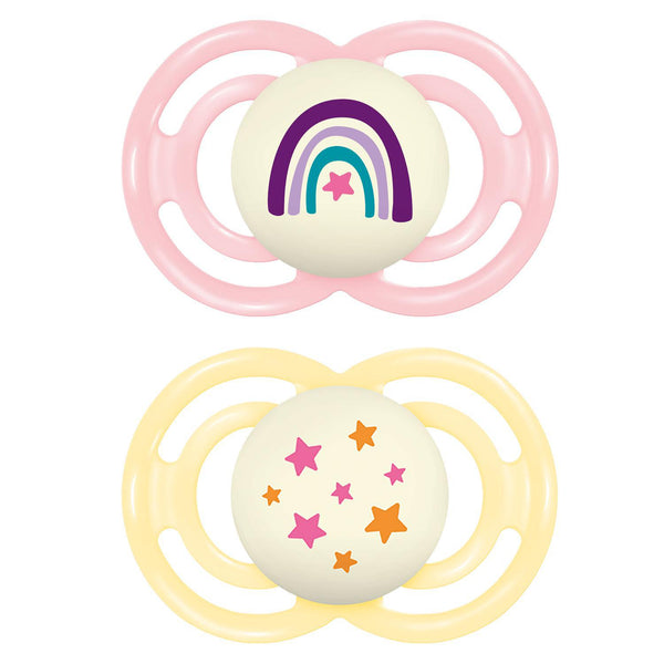 Perfect Night Pacifier 2 pack, 16+  Months - Rainbow And Stars