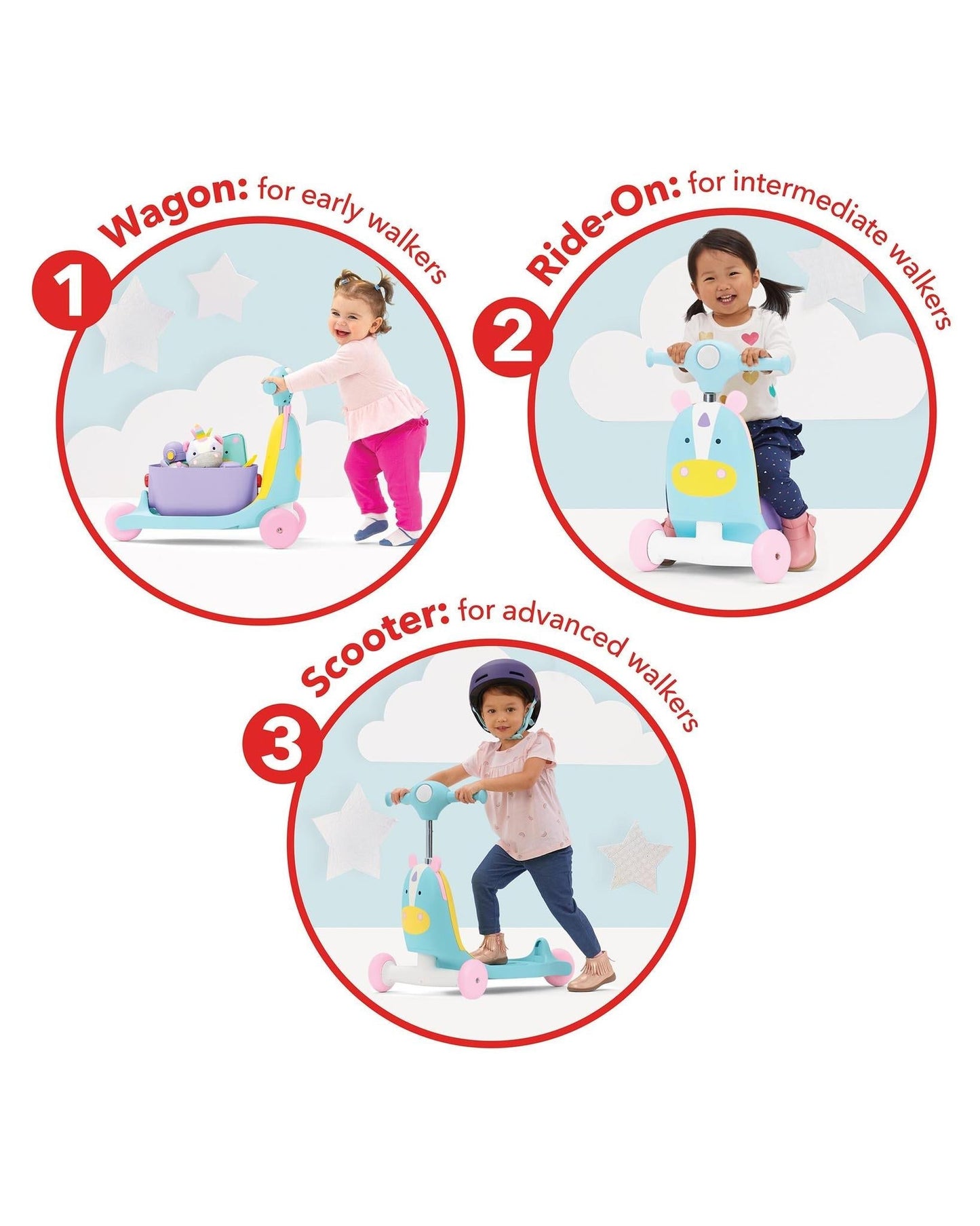 Skip Hop Zoo 3-In-1 Ride On Toy Unicorn