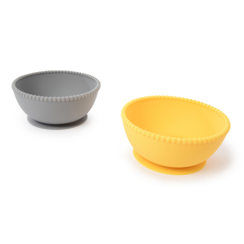 Silicone Suction Bowls Set Grey/Yellow