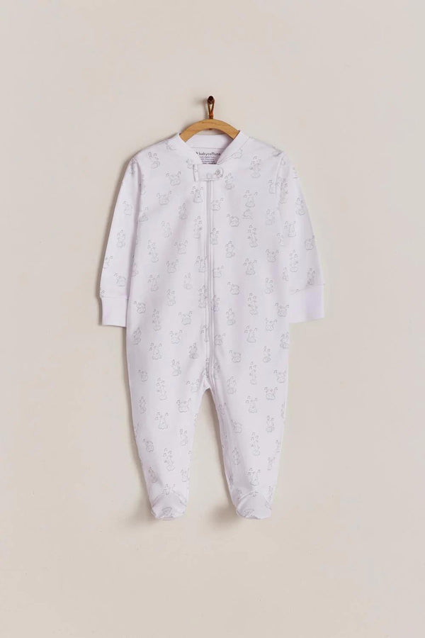 Colette Music Zipper Footed Pajama White & Light Blue