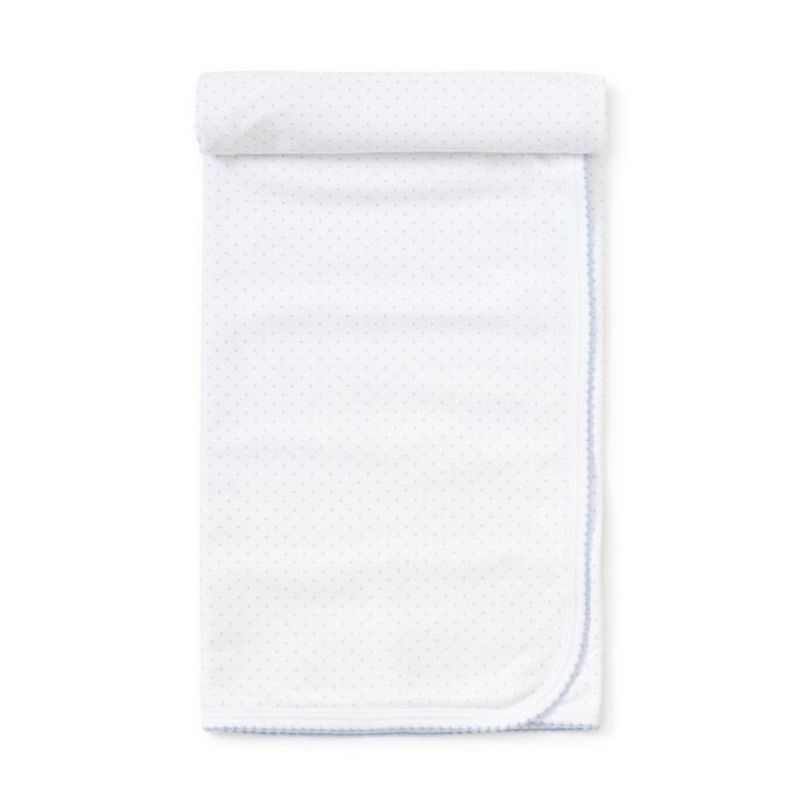 Blanket Pima Cotton Dots Print White/Blue