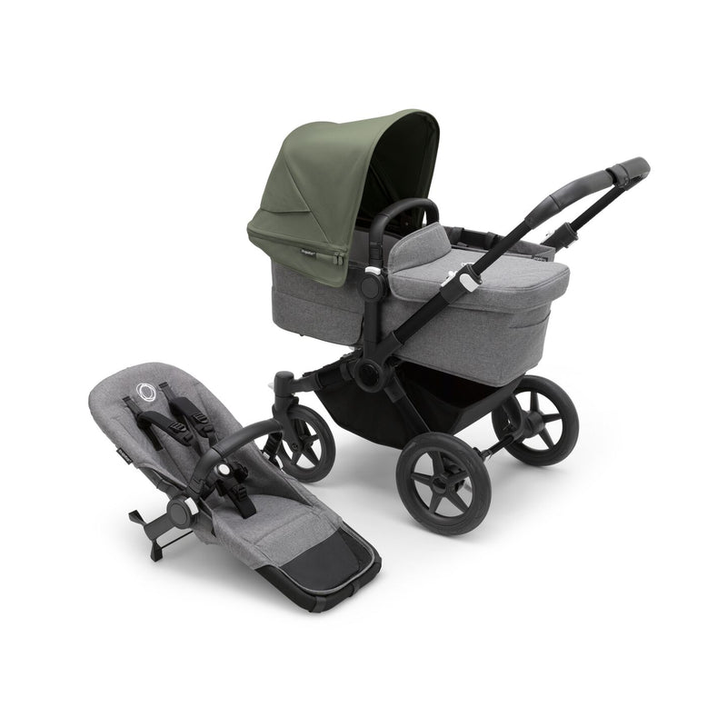 Donkey 5 Bassinet & Seat Stroller - Chassis Black/ Seat Grey Mélange/ Canopy Forest Green