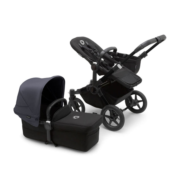 Donkey 5 Mono Bassinet & Seat Stroller - Chassis Black/ Seat Midnight Black/ Canopy Stormy Blue