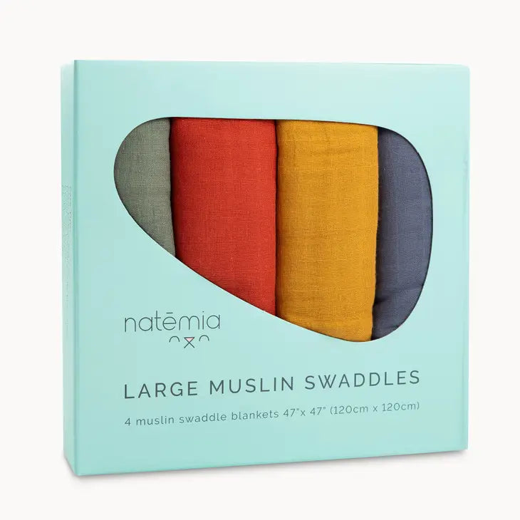 Muslin Bamboo Swaddle Blankets- 4 pack