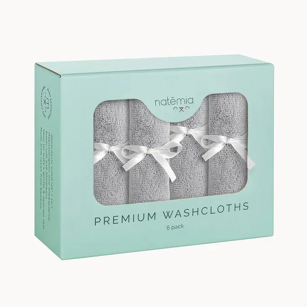 Ultra Soft Bamboo Washcloths in Grey - 6 Pack