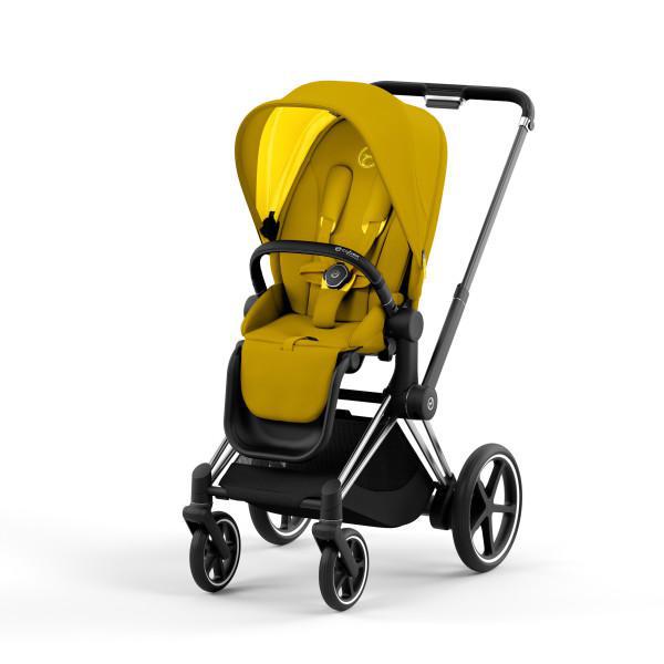 E-Priam 2 Stroller - Chrome/Black Frame and Mustard Yellow Seat Pack