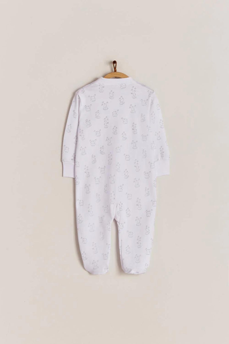 Colette Music Zipper Footed Pajama White & Light Blue