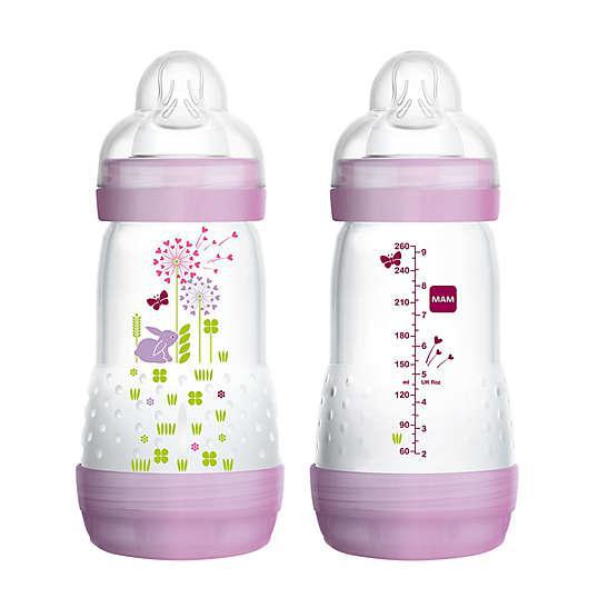 Mam - 2Pk Anti-Colic Baby Bottles 5Oz Slow Flow, Unisex White