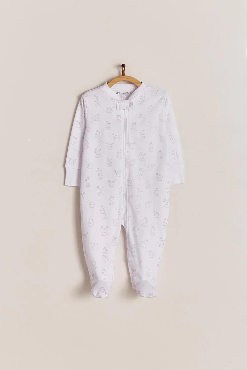 Colette Music Zipper Footed Pajama White & Pink