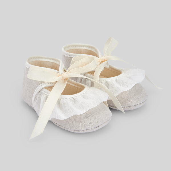 Woven Newborn Girl Shoes Esencial - Linen