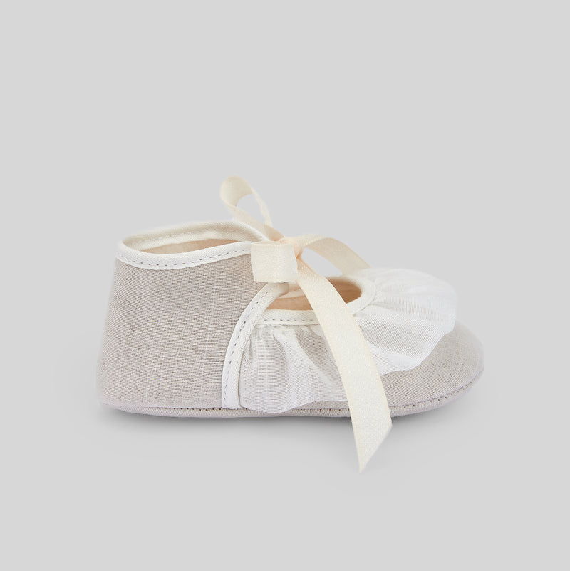 Woven Newborn Girl Shoes Esencial - Linen