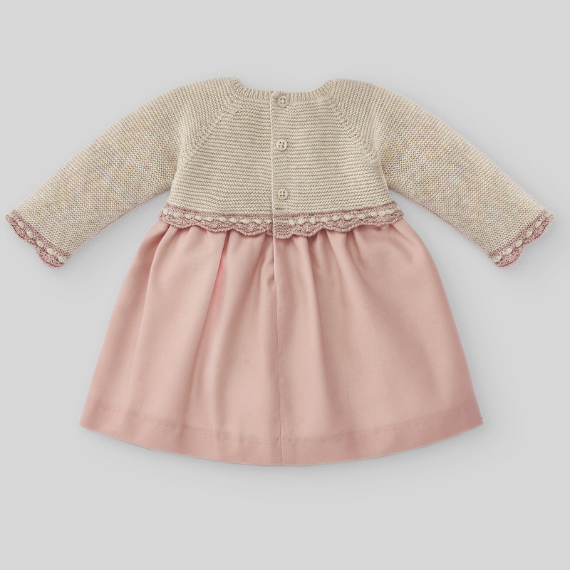 Knit Newborn Set Dress Ballet - Light Brown/Pink
