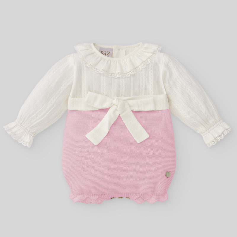 Knit Newborn Romper Paz - Chalk Pink/Cream