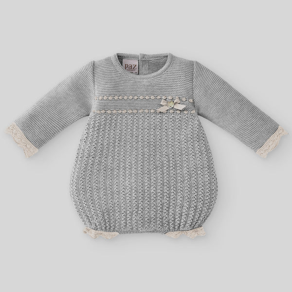 Knit Newborn Romper Ballet - Grey/Beige