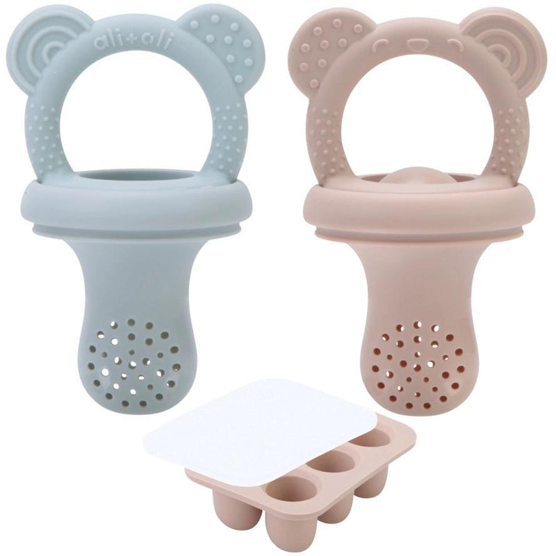 Food & Fruit Pacifier Feeder & Freezer Tray 3 Pc - Mist-Taupe
